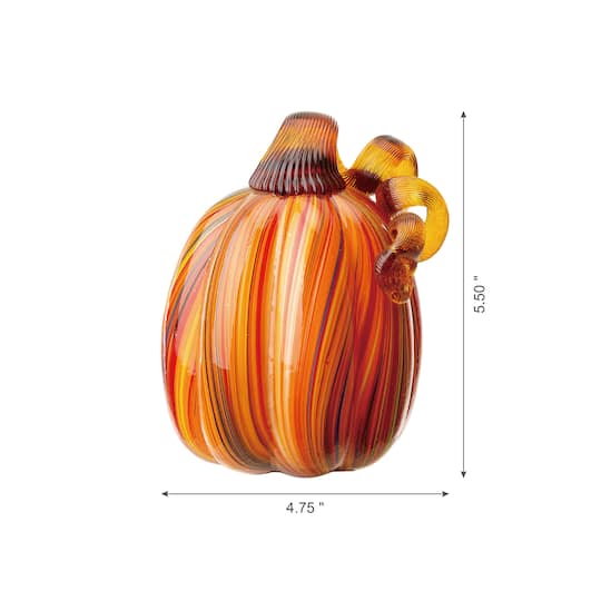 Glitzhome® 5.5" Multi Striped Glass Pumpkin